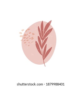 Abstract trendy botanical vector illustration. Art modern print, wall art, boho home decor poster. Interior design elements. Plant, geometric shape isolated on white. Scandinavian minimalist style.