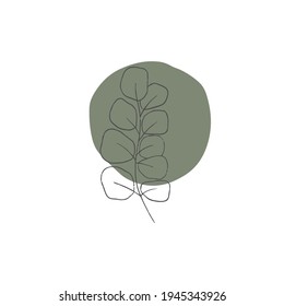 Abstract trendy botanical vector illustration. Contemporary art, modern print, floral wall art, boho decor poster. Interior design elements. Eucalyptus branch line art.
