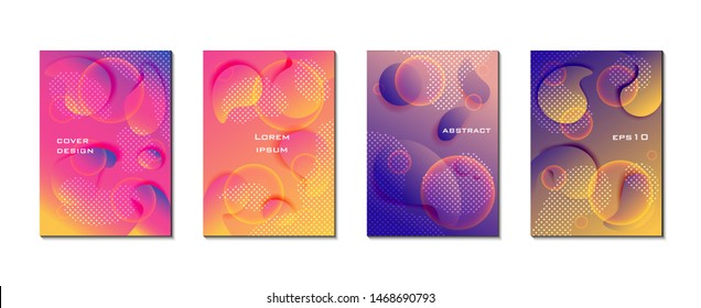 Abstract trendy bubble style covers design set. Colorful  gradients background modern template design for web. Cool gradients. Bundle of Future geometric patterns. Eps10