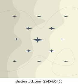 Abstract Trendy Celestial Fantasy Blue Beige Elegant Waves Wallpaper Background Vector Design