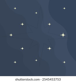 Abstract Trendy Celestial Fantasy Wallpaper Waves Eight Pointed Stars Background Vector Design