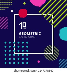 Abstract trendy colorful geometric pattern design on blue background. Vector illustration