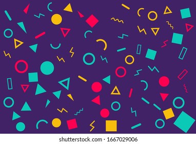 Abstract Trendy colorful Memphis style. Abstract vector geometric Hipster style. Design elements for web banners, posters, cards. Retro 80's - 90's style. vector illustration.  