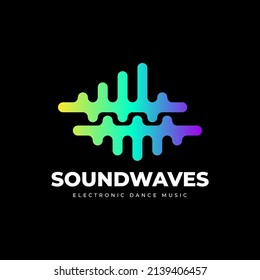abstract trendy colorful sound waves vector logo design element