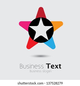 Abstract trendy colorful star icon or sign- vector graphic. This symbol shows vivid and vibrant colors including orange, red, blue, pink and black
