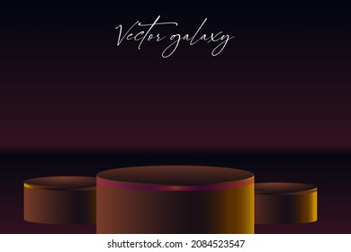 Abstract Trendy colourful background with galaxy look and podium for brochure, flyer, greeting, branding and products mockup