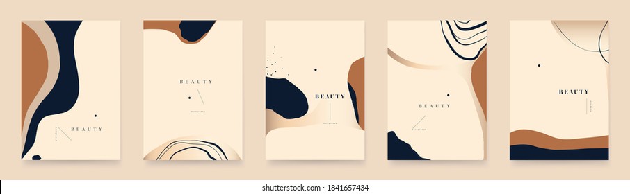 Abstract Trendy Contemporary Organic Shapes Background Templates. Minimalist Aesthetic. 