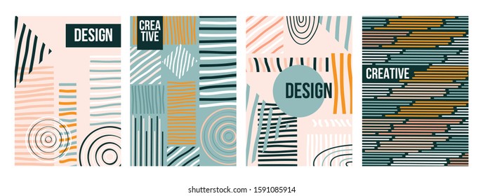 Abstract trendy creative design collection vector illustration. Set consists of colorful templates with abstractive backgrounds for poster, banner, or brochure