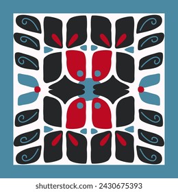 Abstract trendy creative tile pattern. Nordic Patterns, Scandi Ethnic, Colourful Ethnics Folk Style. Hand drawn Scandinavian design. Poster, card, banner, invitation, cover. Vector illustration.