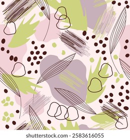 Abstract trendy creative universal seamless pattern. Hand drawn hatchings design, sketch,  artisan, organic, manual art, neutral palette. Vector illustration.