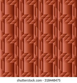 Abstract trendy decorative seamless pattern with different geometrical shapes of mahogany gradient