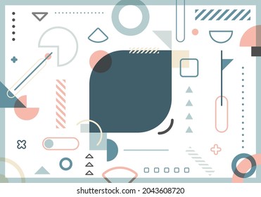 Abstract trendy elements simple geometric forms pattern pastel color on white background. Vector illustration