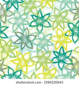 Abstract trendy exotic floral jungle pattern. Cherry blossoms.