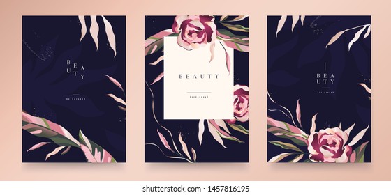 Abstract trendy floral universal artistic templates. Good for cover, invitation, banner, placard, brochure, poster, card, flyer and other.