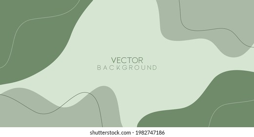 Abstract trendy fluid shape background with green line composition style.