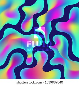 Abstract trendy fluid shape vibrant gradient colors background. Liquid ink drops design element. Vector illustration