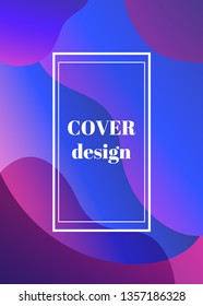 Abstract trendy fluid wavy neon background. Cyan, blue, pink, violet, dark colors with gradient. Modern 3d style. Applicable for cover, brochure, flyer template design. Vector illustration, Eps10.