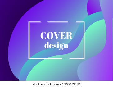 Abstract trendy fluid wavy neon horizontal background. Cyan, blue, mint, moonlight, dark colors with gradient. Applicable for landing page, cover, brochure, flyer design etc. Vector illustration.