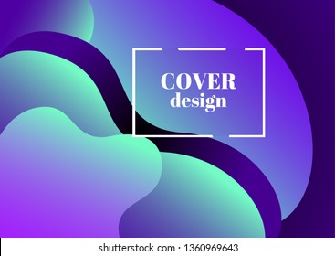 Abstract trendy fluid wavy neon background. Cyan, blue, mint, moonlight, dark colors with gradient. Applicable for landing page, cover, brochure, flyer design etc. Vector illustration, Eps10.