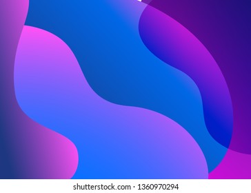 Abstract trendy fluid wavy neon horisontal background. Cyan, blue, violet, moonlight, mint colors with gradient. Applicable for landing page, cover, brochure, flyer design etc. Vector illustration.
