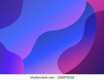 Abstract trendy fluid wavy neon horisontal background. Cyan, blue, violet, moonlight, mint colors with gradient. Applicable for landing page, cover, brochure, flyer design etc. Vector illustration.