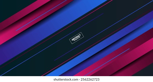 Abstract trendy futuristic geometric background overlapping colorful blue and pink gradient background design. Modern paper cut pattern. Vector Eps10