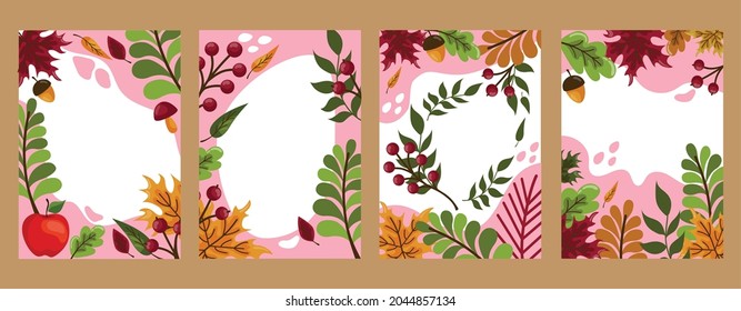 Abstract trendy generic autumn art templates. Suitable for cover, web banner, poster, flyer, poster, postcard - Vector illustration