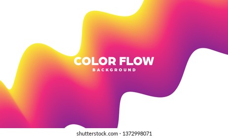 Abstract trendy geometric background with liquid gradient. Colorful dynamic curve wave. Modern motion banner. Vector illustration