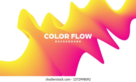 Abstract trendy geometric background with liquid gradient. Colorful dynamic curve wave. Modern motion banner. Vector illustration