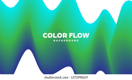 Abstract trendy geometric background with liquid gradient. Colorful dynamic curve wave. Modern motion banner. Vector illustration