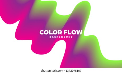 Abstract trendy geometric background with liquid gradient. Colorful dynamic curve wave. Modern motion banner. Vector illustration