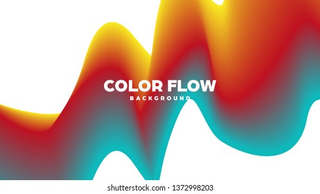 Abstract trendy geometric background with liquid gradient. Colorful dynamic curve wave. Modern motion banner. Vector illustration