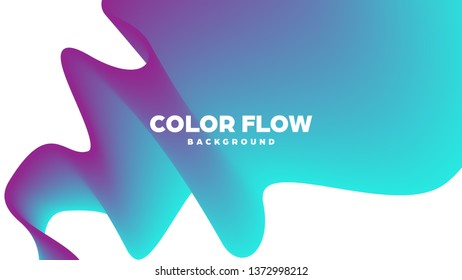 Abstract trendy geometric background with liquid gradient. Colorful dynamic curve wave. Modern motion banner. Vector illustration