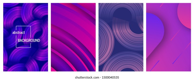 Abstract trendy geometric backgrounds. Stories banner design. Set of four beautiful futuristic dynamic pattern design. Vector illustration