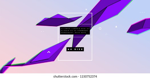 Abstract trendy geometric dynamic elements with chromatic abberation effect. Eps10 vector illustration