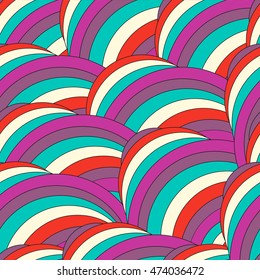 Abstract trendy geometric seamless pattern design. Vector modern wave repetitive print, best for apparel, wrapping paper, clothing, etc. Hipster rainbow background