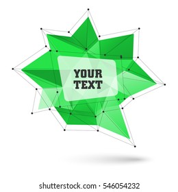 Abstract trendy geometric speech bubble with triangular polygons