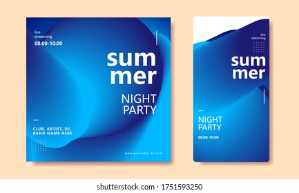 Resumen Color azul gradiente de moda para el fondo de la aplicación móvil para la fiesta de verano en los medios sociales historia de banner y plantilla de publicación. 