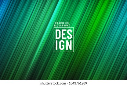 Abstract trendy gradient colorful background. Modern green blue background with diagonal lighting  line texture. Futuristic speed lighting background. Vector illustration