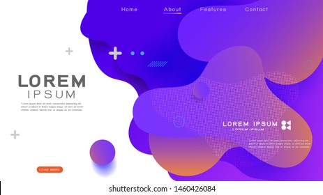 Abstract trendy gradient fluid shapes composition.background design. Landing page template. Vector illustration