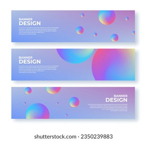 Abstract trendy header design template collection. Modern horizontal banner set with 3d spheres or balls