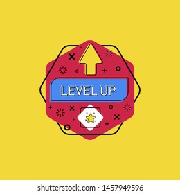 Abstract trendy hexagonal geometric banner with Level Up tittle.