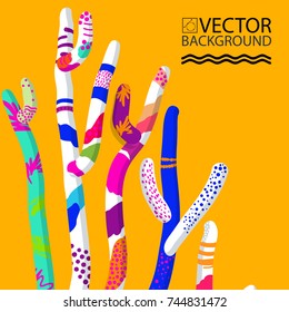 Resumen del fondo de la ilustración de moda, pancarta, cactus estilizados florales de planta suculenta, estilo de elementos planos y 3d de diseño. Arte único para portadas, pancartas, volantes y afiches.