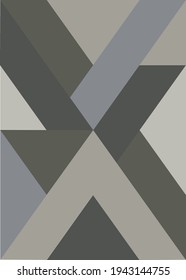 Abstract trendy interior poster in beige gray color, triangles, chevron, stripes. Background for a booklet, site of printed products.  EPS10