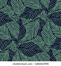 Abstract trendy jungle seamless pattern. Exotic plant. Tropical print, palm leaves vector floral background.