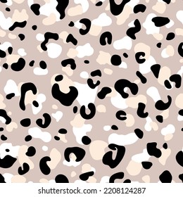 Abstract trendy leopard seamless pattern. Animals trendy background. Beige and black decorative vector stock illustration for print, card, postcard, fabric, textile. 