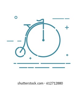 Abstract trendy linear flat icon retro bicycle on a white background. Vintage bike in line style