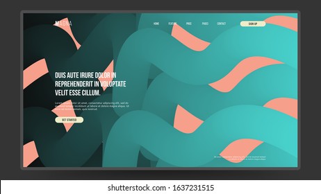 Abstract trendy liquid fluid 3d shapes. Homepage, landing page background. Colors name: Medium turquoise, Poppy Petal. Eps10 vector illustration.