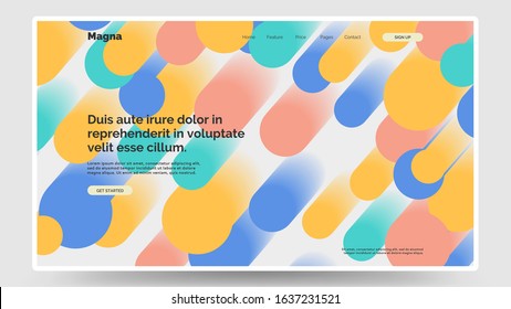 Abstract trendy liquid fluid 3d shapes. Homepage, landing page background. Colors name: United Nation blue, Chickadee, Medium turquoise, Poppy Petal, Silver chalice. Eps10 vector illustration.