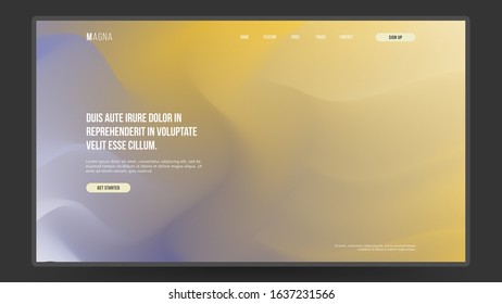 Abstract trendy liquid fluid 3d shapes. Homepage, landing page background. Colors name: Liberty, Saffron, Cultured. Eps10 vector illustration.
